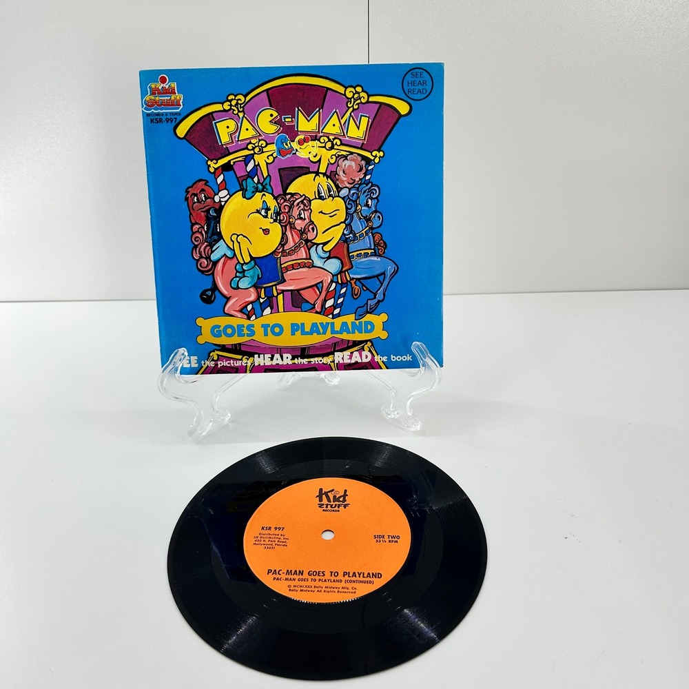 Vintage Pac Man Goes to Playland Talking Story Book Record Kid Stuff 1980